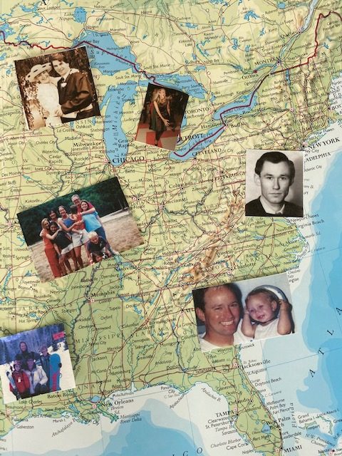 USA map with photographs of memories